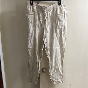 NWT Old Navy Cream High-Rise Cropped Linen Pants